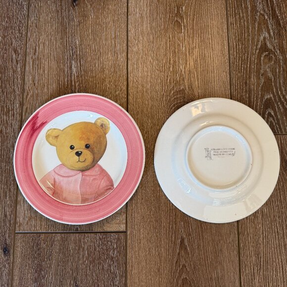 2 Vintage Italian Alimenti Teddy bear 8" plates - Picture 9 of 13